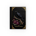 Midnight Dahlia Raven Hardback Blank Journal — Gothic Floral Notebook