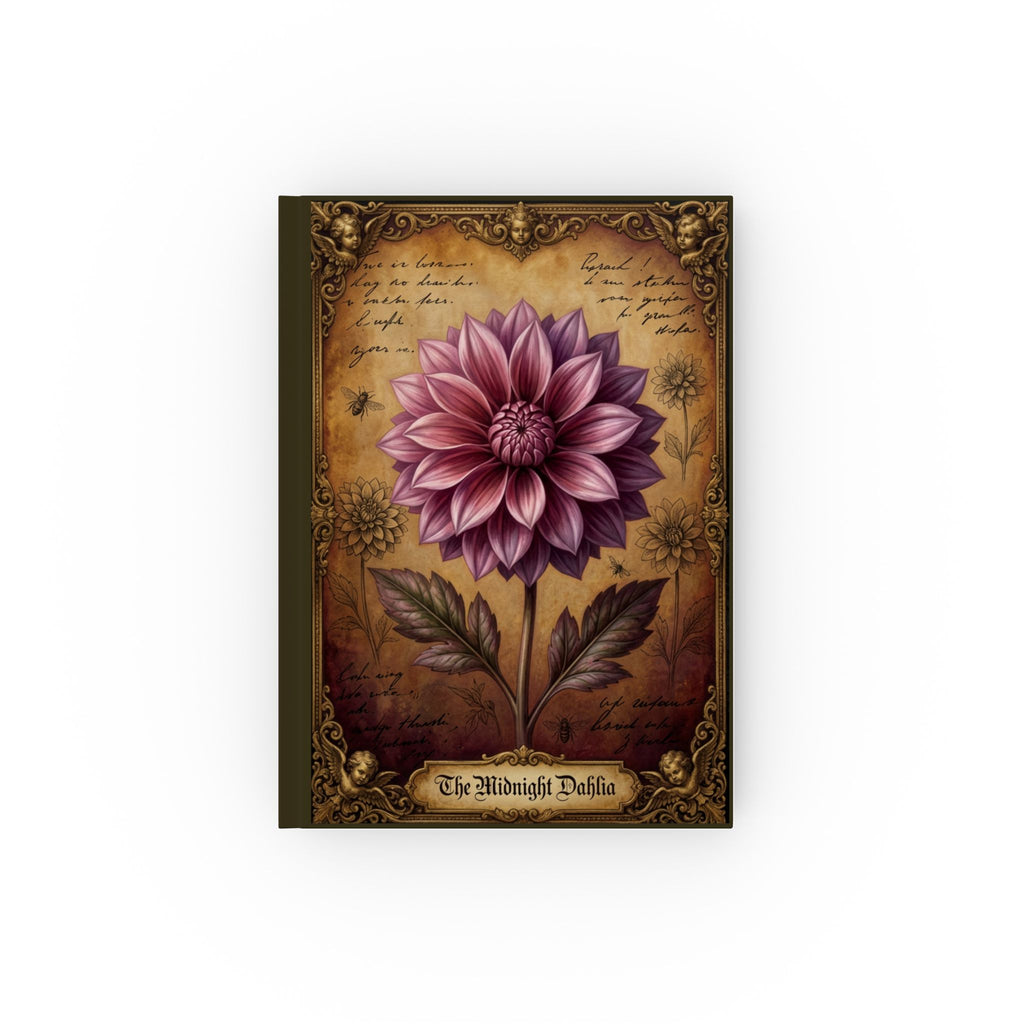 Hardcover Journal — The Midnight Dahlia Floral Notebook (Vintage Botanical Writing Diary)