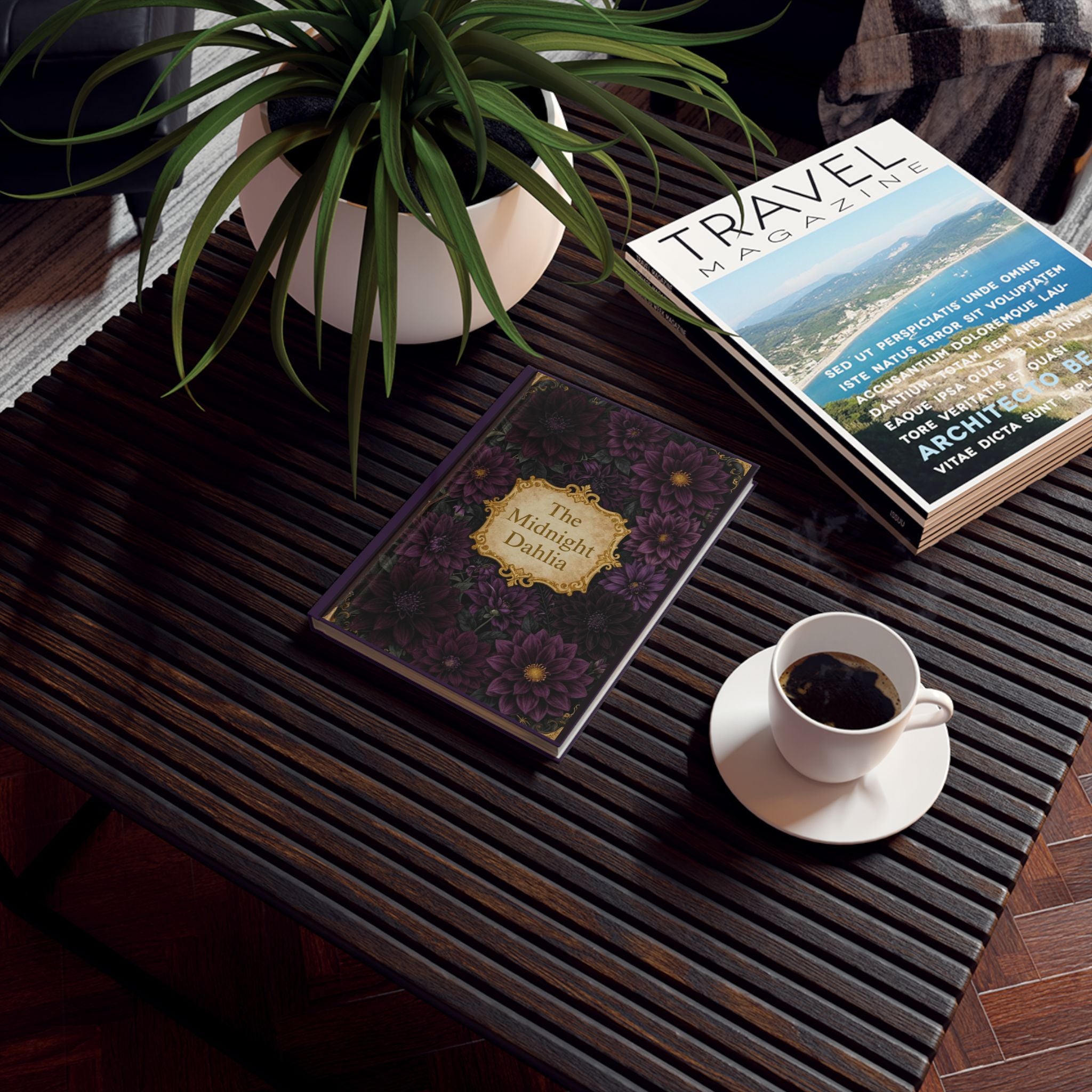 Hardback Journal — The Midnight Dahlia Floral Notebook for Gothic, Vintage-Inspired Writing & Gift
